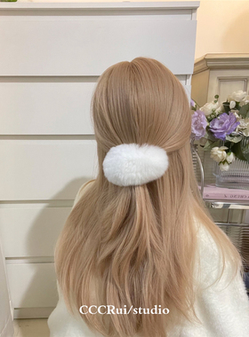 CCCRUI 韩国高定！真濑兔毛ins超仙可爱刘海发夹大BB夹后脑勺发饰