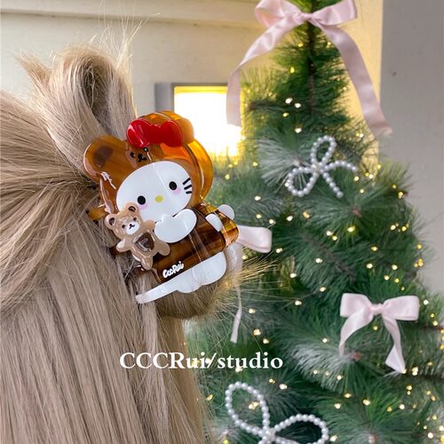 CCCRUI原创可爱巨好看抱小熊抓夹甜美醋酸抓夹卡通发夹少女心发饰