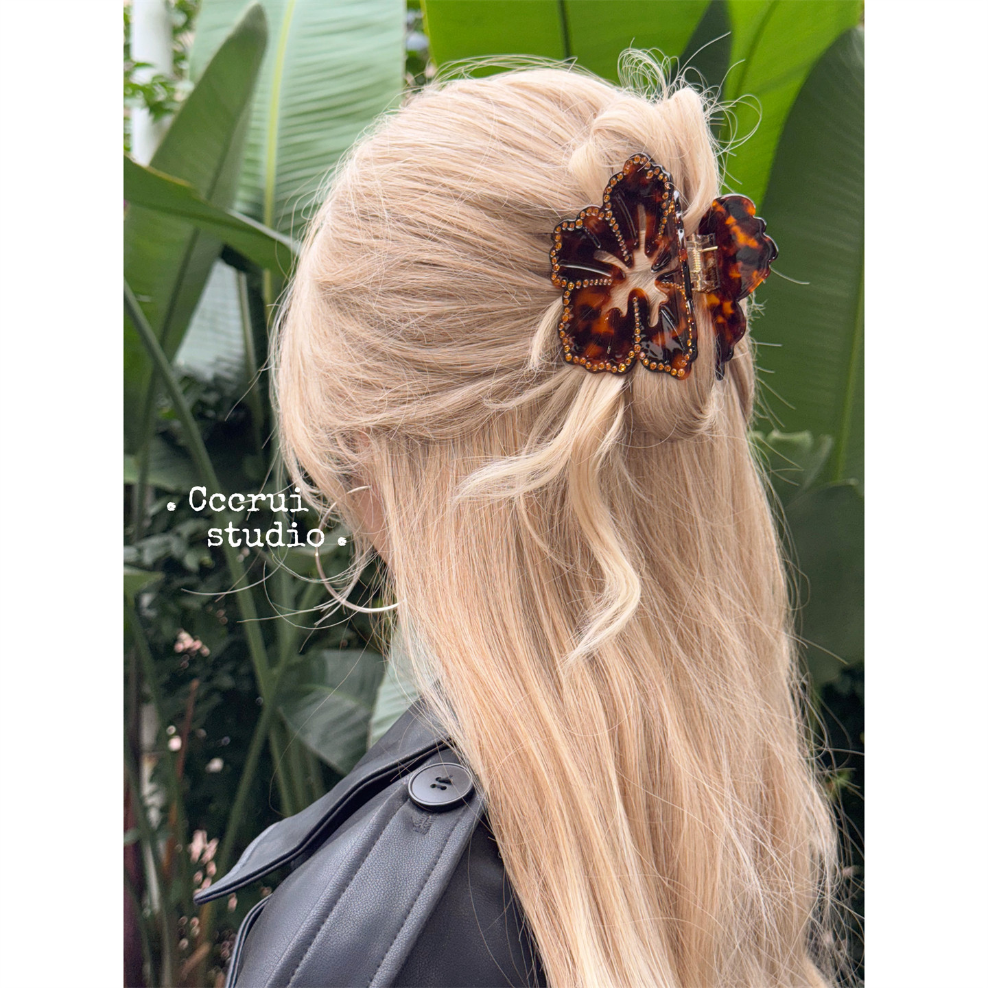 CCCRUI原创设计！轻奢重工豹纹扶桑花朵抓夹高级感超闪鲨鱼夹发饰,饰品/流行首饰/时尚饰品新,发饰,淘宝优惠券,粉丝福利购,淘宝优惠卷