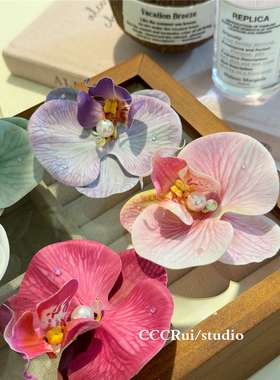 CCCRUI高定！超仙蝴蝶兰发夹高级感花朵鸭嘴夹侧边刘海夹气质发饰