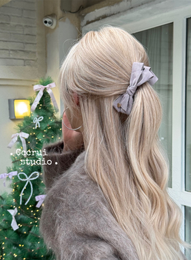 CCCRUI韩系新款高级感麂皮蝴蝶结香蕉夹气质后脑勺马尾竖夹盘发夹