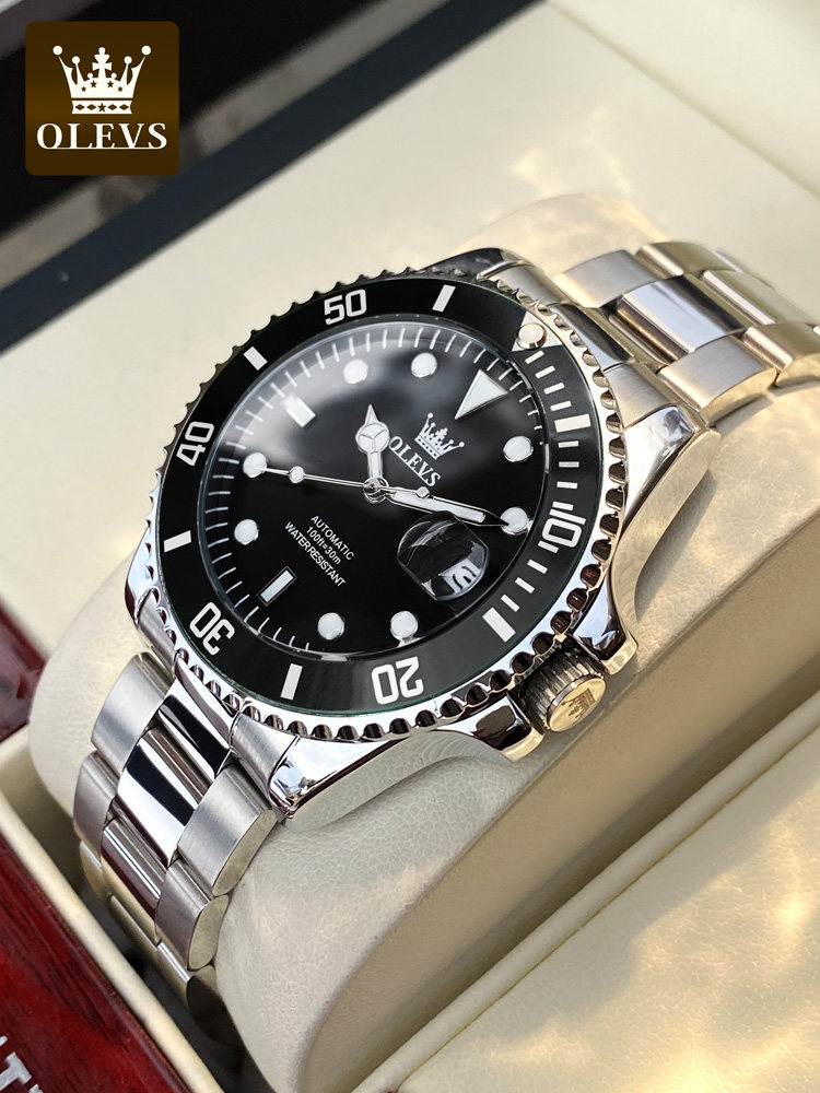 官方正品欧利时手表男黑水鬼机械表全自动防水夜光高级感男表十大