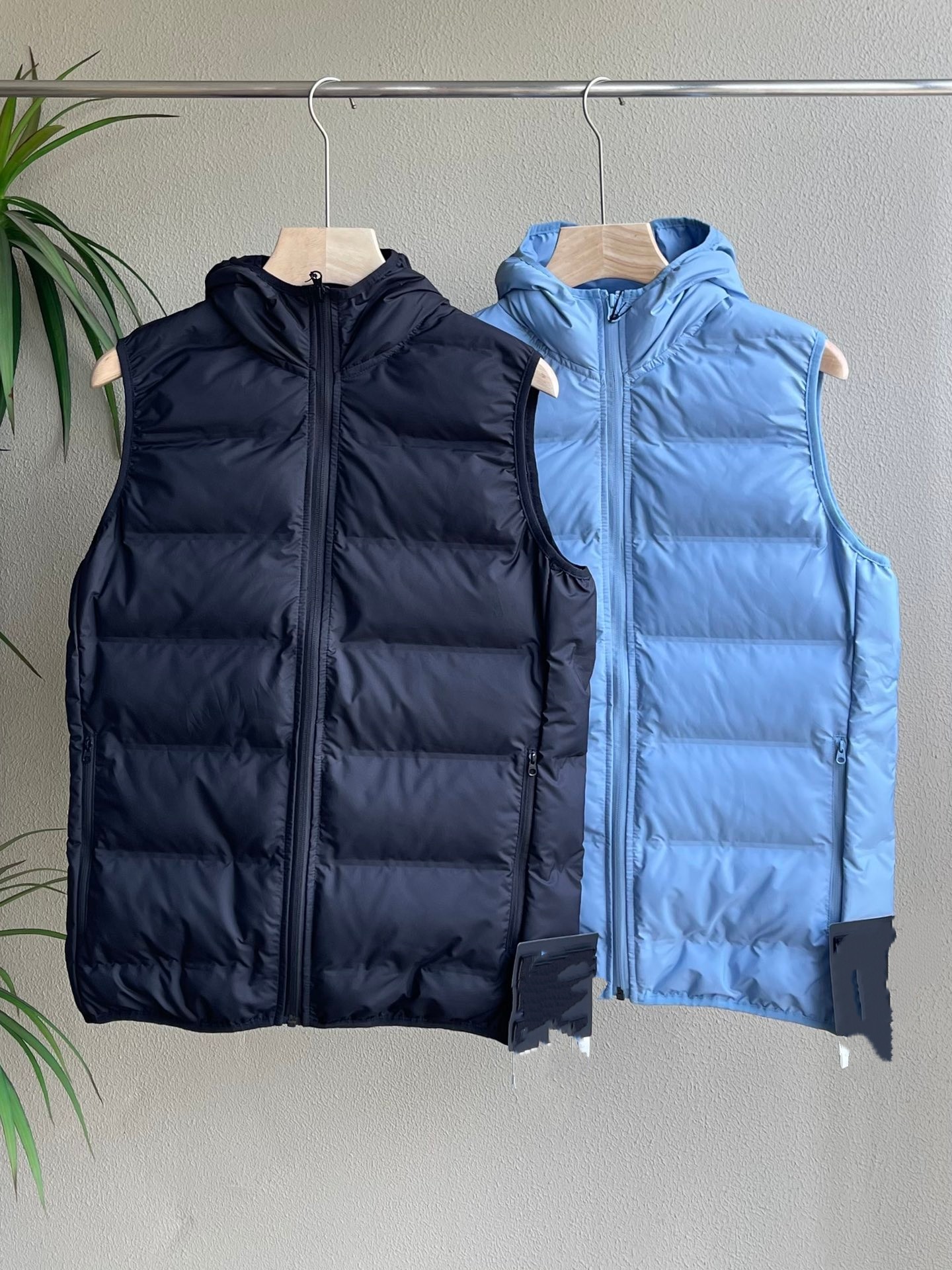 跨境男马甲袖章徽章Badge vest运动休闲宽松连帽棉保暖背心潮流