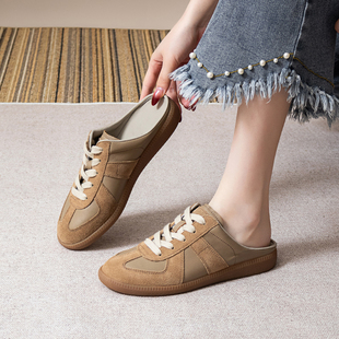 女夏外穿复古德训鞋 包头半拖鞋 捡漏 女无后跟一脚蹬懒人鞋 断码