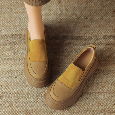 龙猫叔真皮厚底一脚蹬乐福鞋女