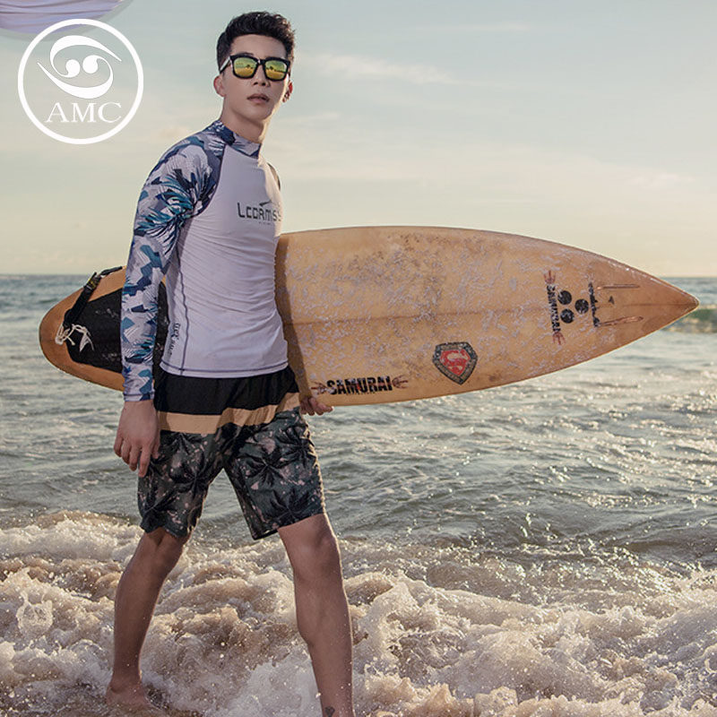 男子运动新款泳装水母潜水衣浮潜长袖速干沙滩冲浪防晒泳装男上衣