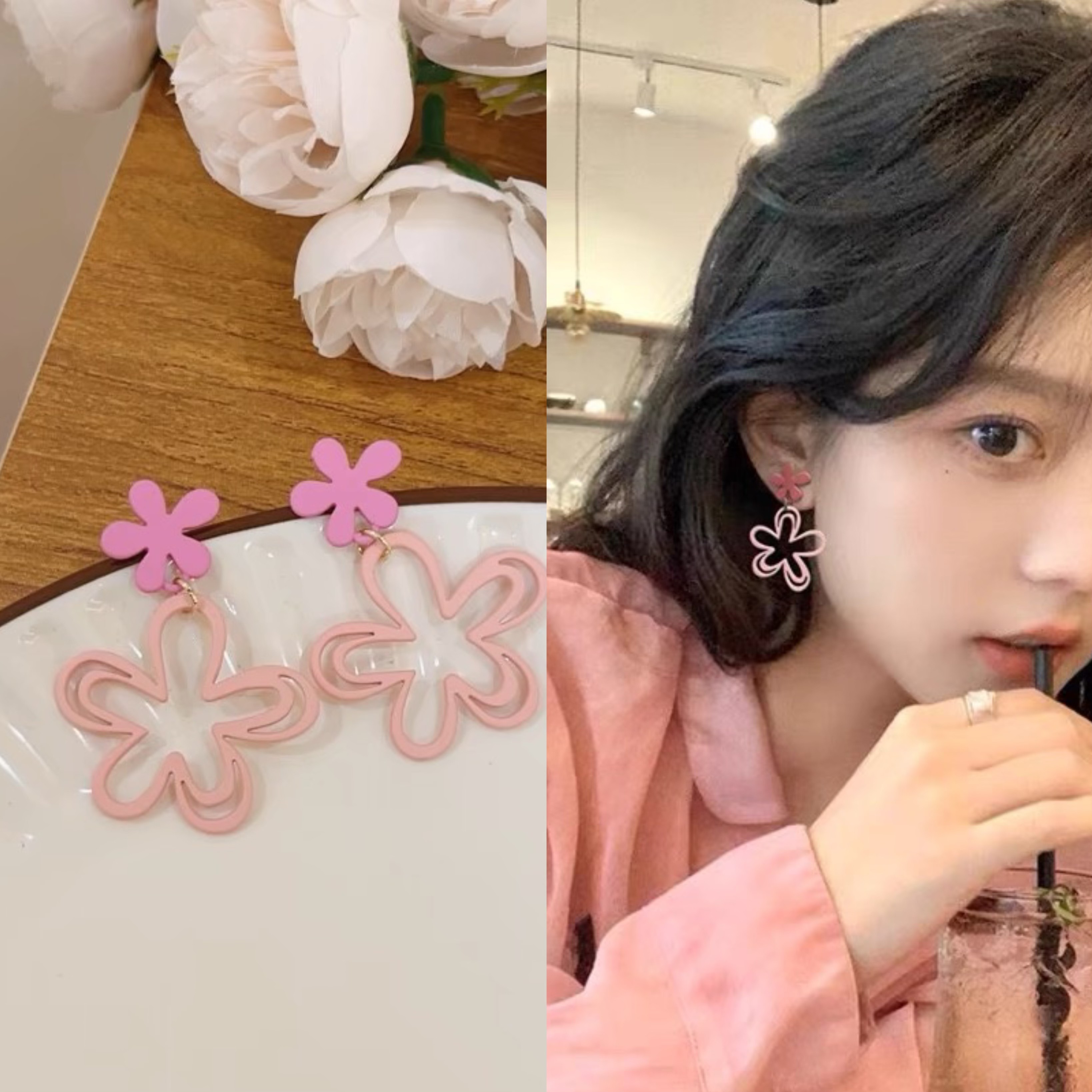 「春日少女」无耳洞粉色系镂空花朵法式浪漫蚊香盘耳夹简约少女感,饰品/流行首饰/时尚饰品新,耳夹,淘宝优惠券,粉丝福利购,淘宝优惠卷