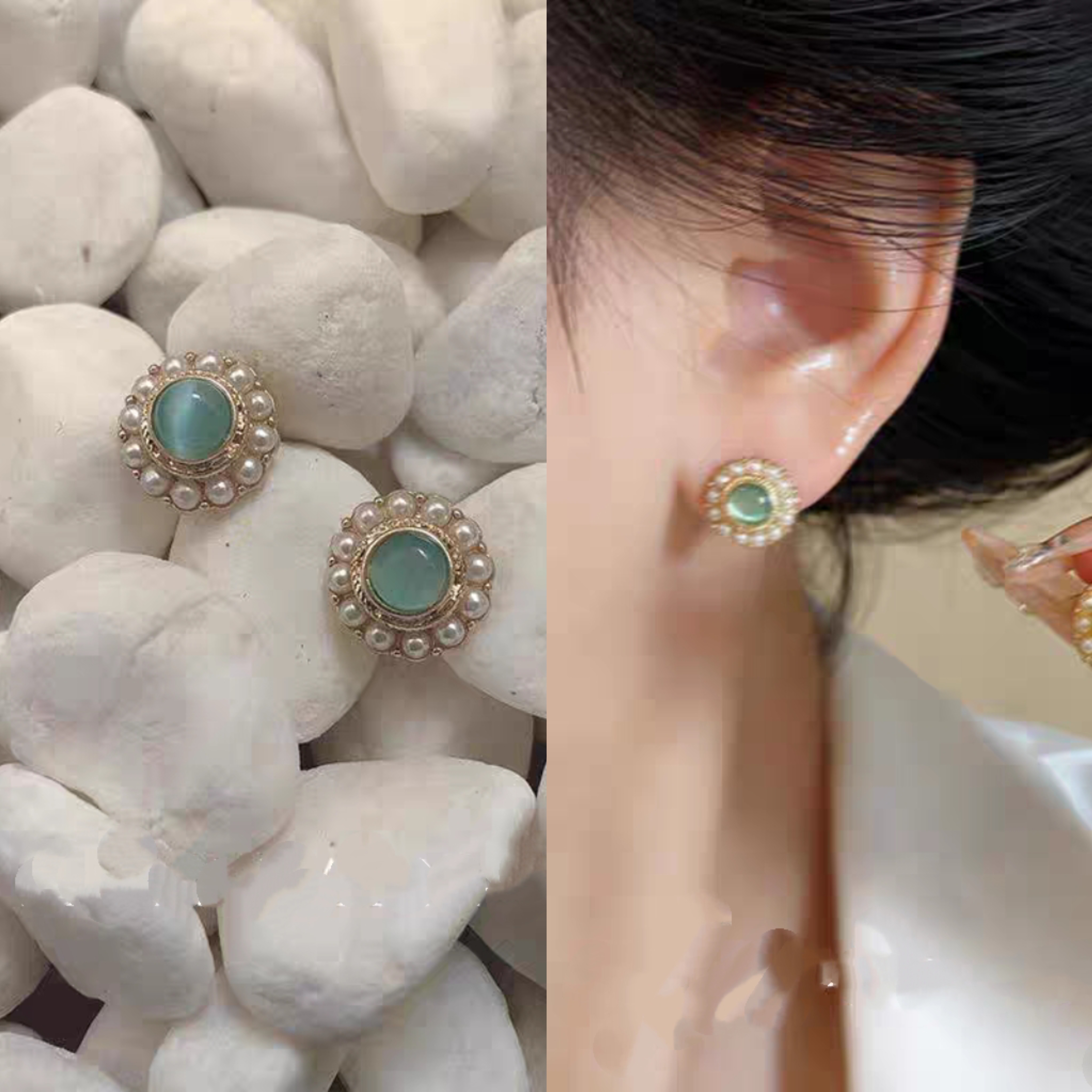 无耳洞「森林浮光」绿色复古宫廷风耳钉气质轻奢感无痛蚊香盘耳夹
