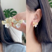 「蝶恋花」无耳洞甜美蝴蝶花朵碎石耳钉优雅滴油蚊香盘耳夹夏天女