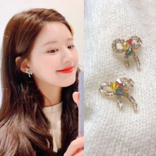 無耳洞「蝶甜星夢」彩色可愛串珠耳釘甜美蝴蝶結(jié)無痛蚊香盤耳夾