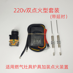 220v双点火型脉冲点火器燃气液化煤气灶具炉具加装打火器点火装置