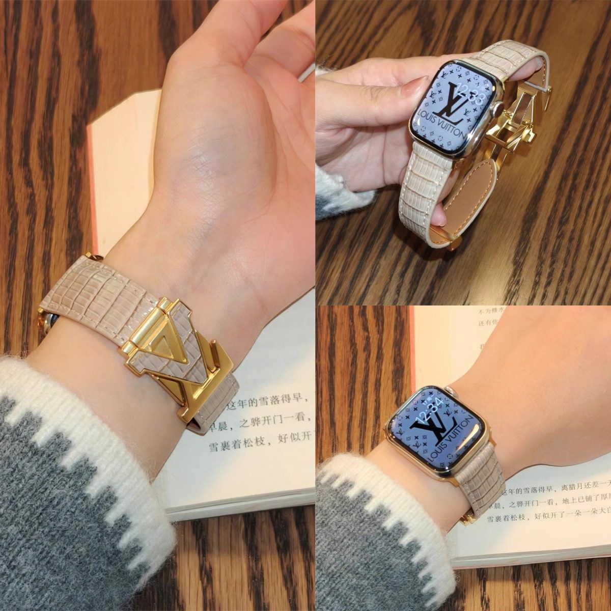 适用小米9pro手表真皮8PRO老花大牌磁吸表带红米watch5带华为fit3