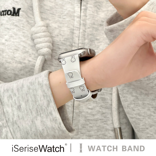 适用苹果iWatchs11表带s9皮质米菲兔Applewatch10女SE321可爱kt猫