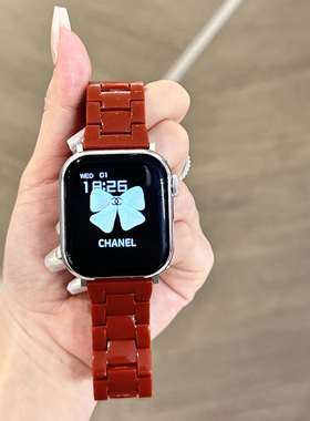 新年氛围感三株亚克力表带适用苹果Applewatch10s9s8s765SE21男女