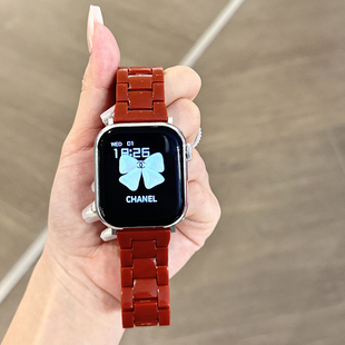 新年氛围感三株亚克力表带适用苹果Applewatch10s9s8s765SE21男女