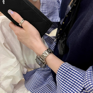 不锈钢蓝气球表带适用苹果iWatch10小米手环9pro红米54华为FIT3女