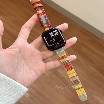 创意柔软毛呢适用iWatch1098表带