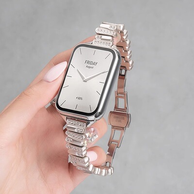 适用小米手环9pro8pro表带红米watch5/4不规则金属镶钻高级感女款