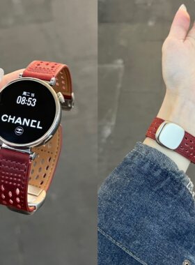 适用华为GT6GT5GT4GT3watch5表带疯马纹镂空椭圆星光磁吸扣男女款