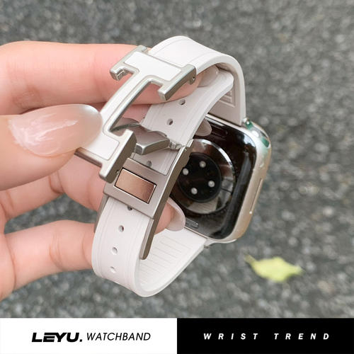 H扣硅胶磁吸表带适用苹果iwatch11/10表带Applewatch9/87液态细款