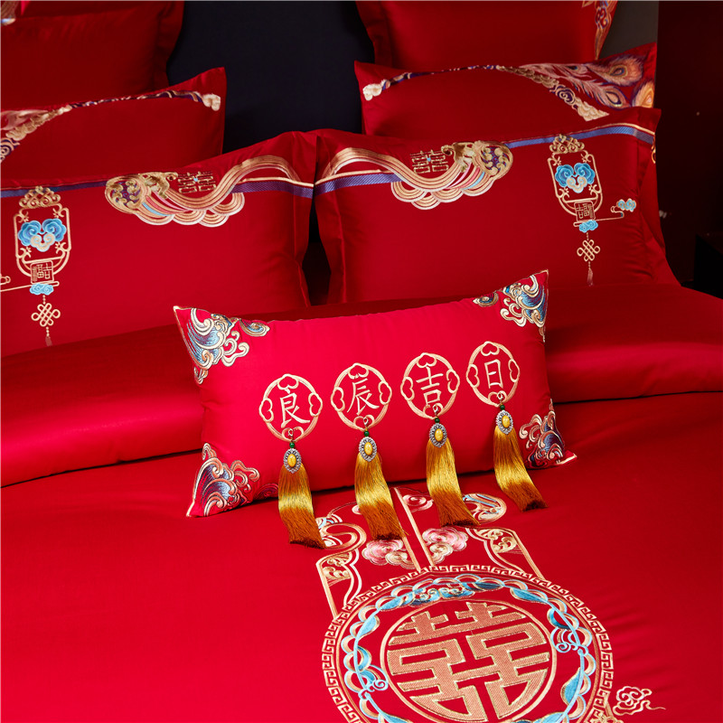 带芯婚嫁子孙可拆洗抱枕套刺绣