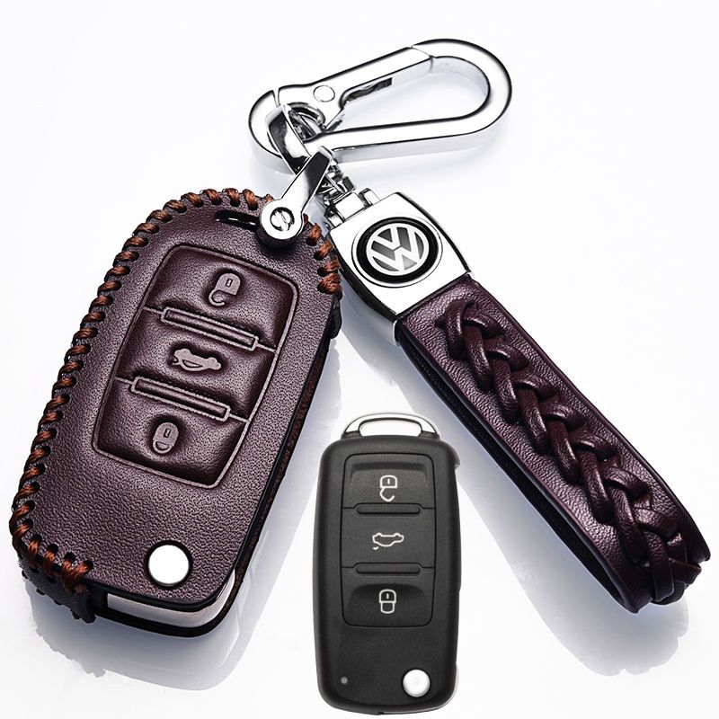 2018款大众速腾专用真皮钥匙套10-18款速腾汽车专用遥控钥匙包扣