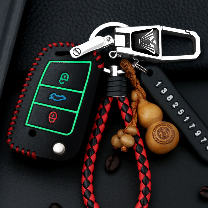 适用于大众朗逸钥匙套新宝来速腾捷达polo桑塔纳途观迈腾车真皮包