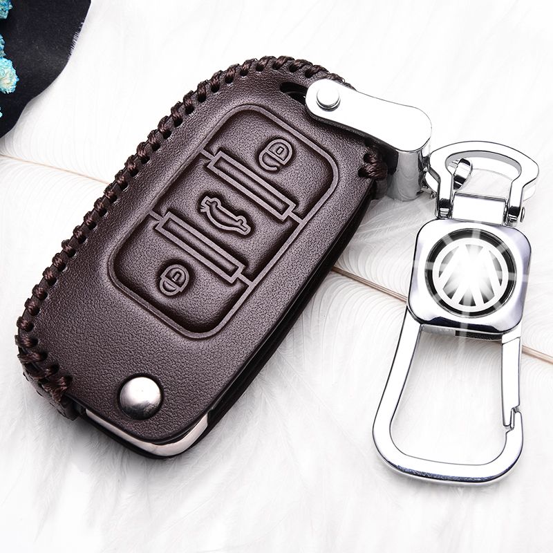 大众朗逸真皮专用汽车钥匙包扣折