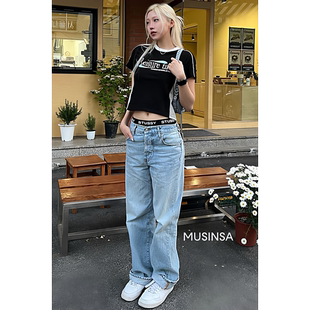 T恤圆领宽松型休闲风纯棉 短袖 2026新款 字母印花图案女装