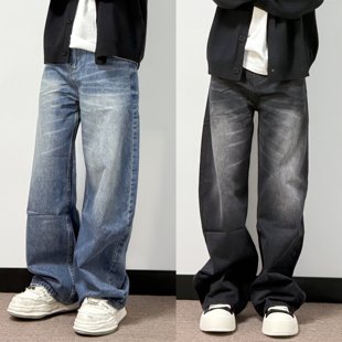 26春款美式复古设计感弯刀牛仔裤男宽垂感高街oversize西裤女