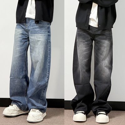 26春款美式复古设计感弯刀牛仔裤男宽垂感高街oversize西裤女