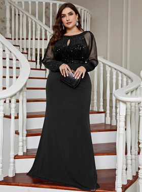 plus size dress long maix dress party dress evening 大码礼服
