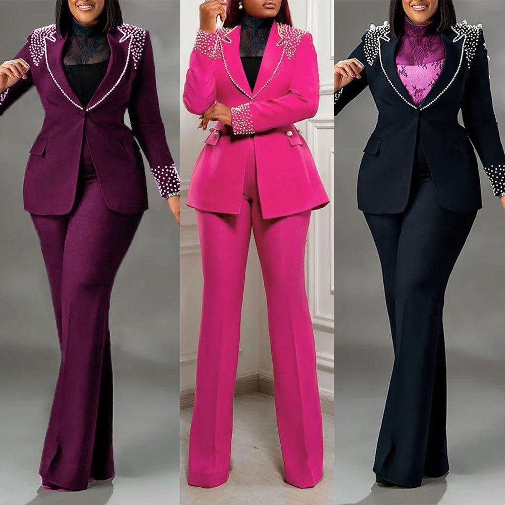 大码欧美西装两件套女 Women's work clothes in plus size suits