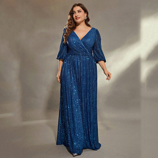 晚礼服女新宴会主持人大码礼服晚装演出服 plus size party dress
