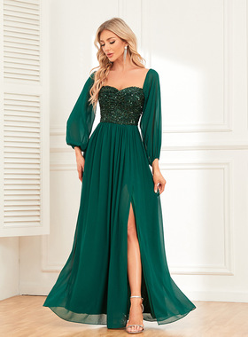 Green Dress Formal dresses Evening Birthday Christmas party