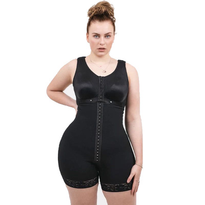 塑身衣连体加强版大码 shapewear women 前子母扣开裆束身衣女装