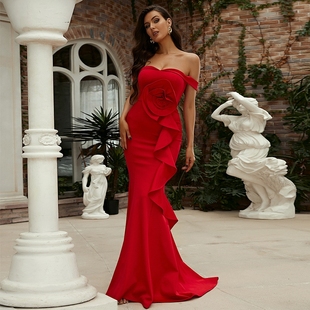 red women clothes wedding club long night party dress