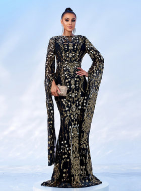 dinner dress long maix party dress birthday 欧洲站180高个裙