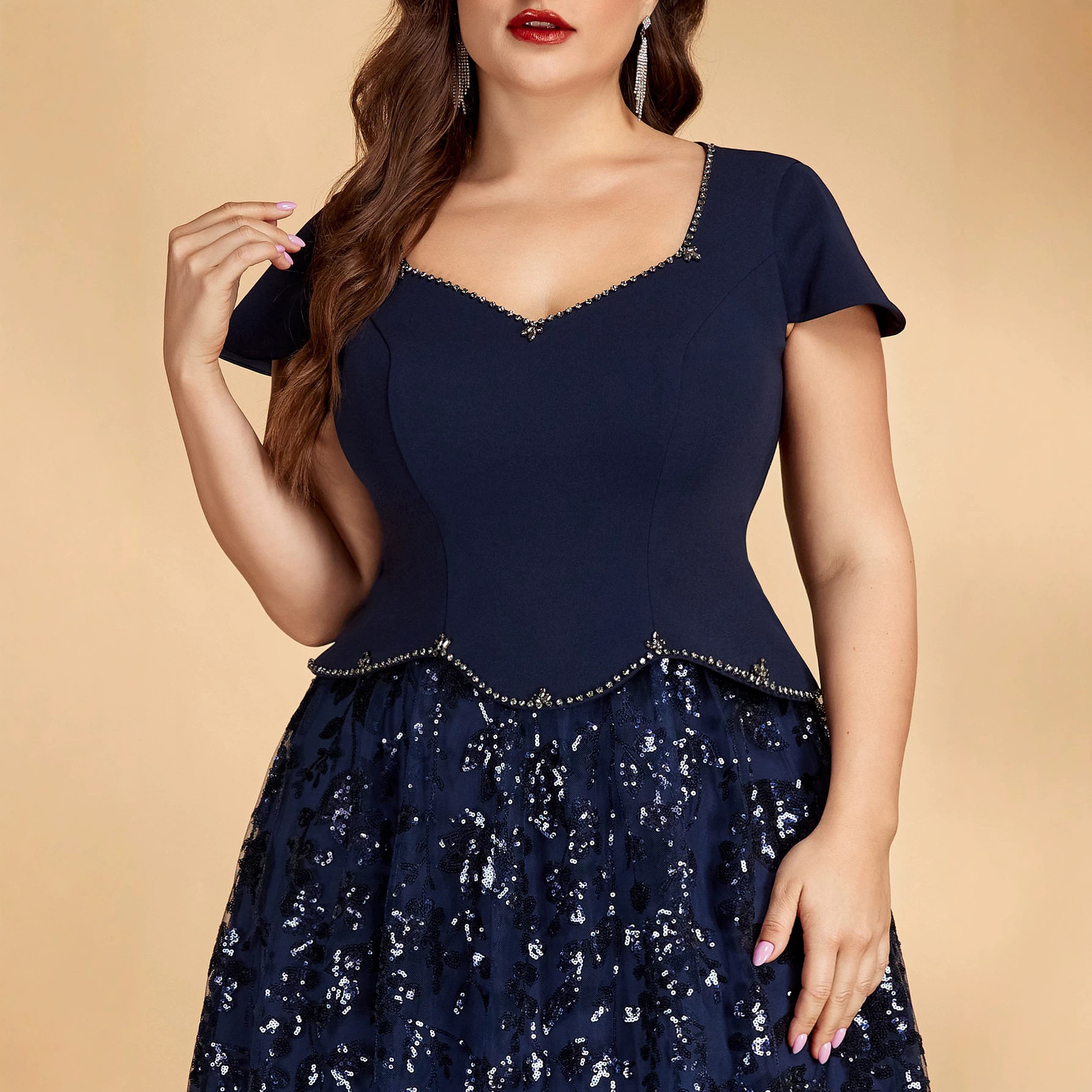 大码晚礼服宴会优雅长款连衣裙欧美风礼服 evening party dresses