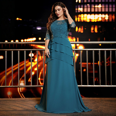 大码礼服女士新品连衣裙 plus size dress women long maix dress