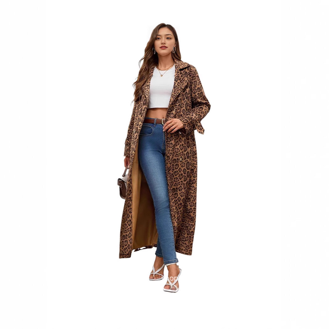 long coat women jacket 女士中长款风衣过膝外套大衣欧美风女装