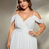 plus size dress long maix wedding dress birthday gown white