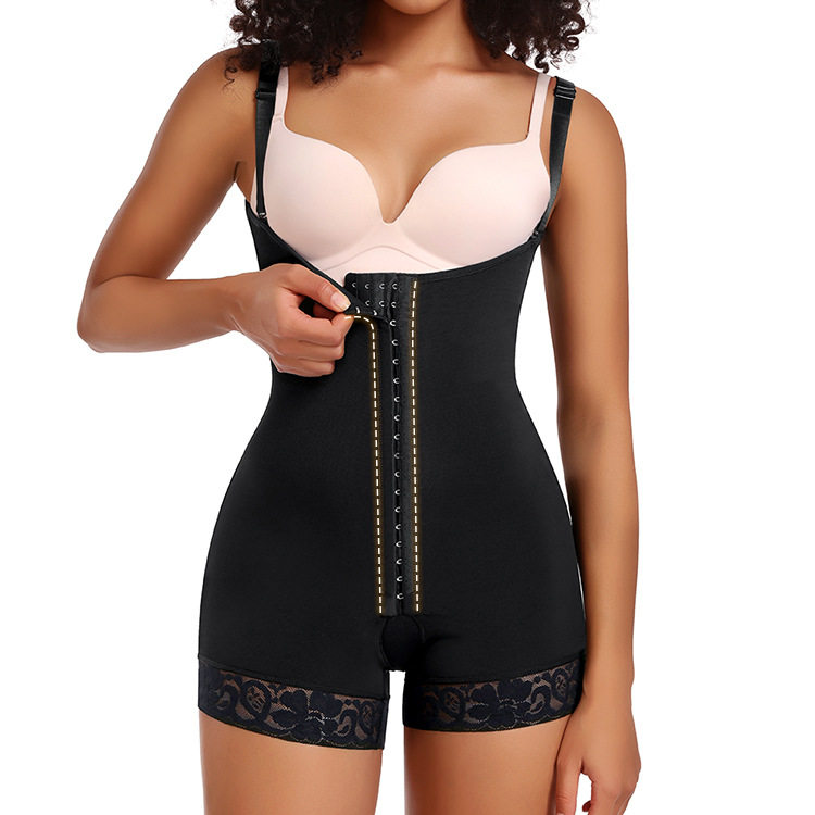 跨境大码塑身衣收腹连体衣开裆提臀紧身4排扣调节塑身衣腰部阀门