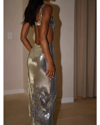 sexy dress party new Backless Silvery Maxi Dresses For Women