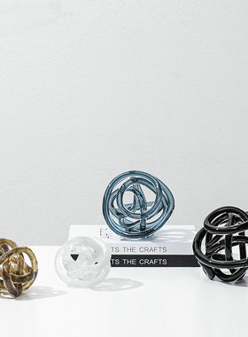 北欧现代轻奢几何抽象玻璃球形艺术小摆件售楼处客厅酒柜桌面配饰