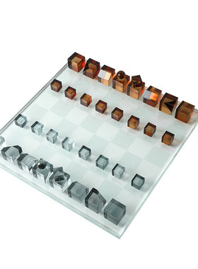 现代轻奢水晶国际象棋摆件样板间设计师创意家居西洋棋盘软装饰品