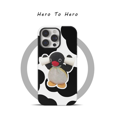 可爱奶牛纹PINGU企鹅 适用于苹果软17promax手机壳磁吸iPhone16卡通15小众高级感14防摔13华为vivo小米手机壳