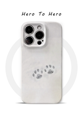 小狗脚印 适用苹果17promax手机壳磁吸iPhone16可爱趣味15小众复古14简约好看13华为OPPO小米情侣手机壳全包