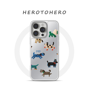 小狗乐园 适用苹果17promax镜面手机壳磁吸iPhone16新款原创15小众高级14创意可爱13韩系ins不撞款手机壳镜子