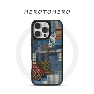 复古腰果花拼布适用苹果17promax手机壳磁吸iPhone16新款 15小众艺术14文艺高级13民族风华为小米15手机壳防摔